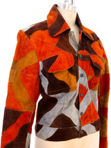 1970's Patchwork Cropped Suede Jacket Jacket arcadeshops.com