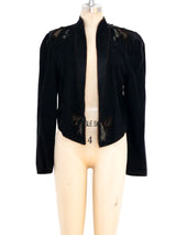 Roberto Cavalli 1970's Feather Applique Suede Jacket Jacket arcadeshops.com