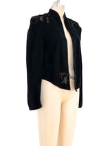 Roberto Cavalli 1970's Feather Applique Suede Jacket Jacket arcadeshops.com