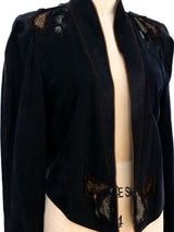 Roberto Cavalli 1970's Feather Applique Suede Jacket Jacket arcadeshops.com