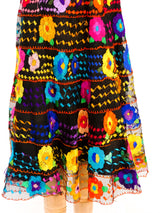 Floral Embroidered Mexican Midi Skirt Bottom arcadeshops.com