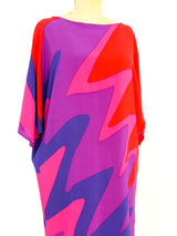 Electric Chevron Printed Silk Dress Dress arcadeshops.com