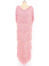 Dusty Rose Yarn Fringe Knit Dress Dress arcadeshops.com