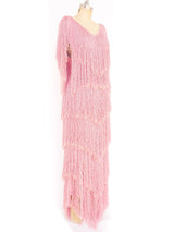 Dusty Rose Yarn Fringe Knit Dress Dress arcadeshops.com