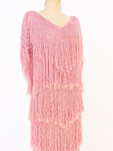 Dusty Rose Yarn Fringe Knit Dress Dress arcadeshops.com