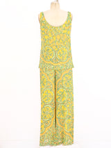1960's Emilio Pucci Printed Silk Pant Ensemble Suit arcadeshops.com