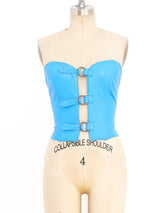Blue Leather Bustier Top arcadeshops.com