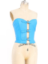 Blue Leather Bustier Top arcadeshops.com