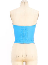 Blue Leather Bustier Top arcadeshops.com