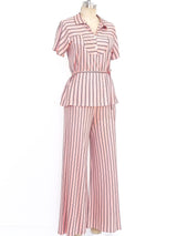 1940's Pink Rayon Pajama Ensemble Suit arcadeshops.com