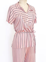1940's Pink Rayon Pajama Ensemble Suit arcadeshops.com