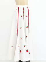 Strawberry Embroidered Maxi Skirt Bottom arcadeshops.com