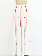 Strawberry Embroidered Maxi Skirt Bottom arcadeshops.com