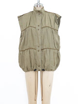 Ruched Khaki Sleeveless Vest Jacket arcadeshops.com