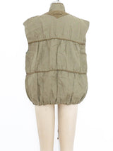 Ruched Khaki Sleeveless Vest Jacket arcadeshops.com