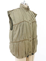 Ruched Khaki Sleeveless Vest Jacket arcadeshops.com