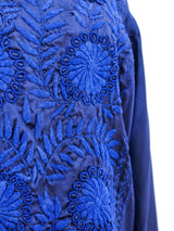 Floral Embroidered Satin Peasant Top Top arcadeshops.com