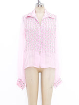 Floral Embroidered Organza Blouse Top arcadeshops.com