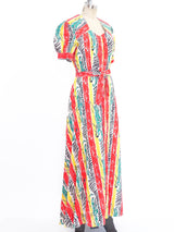 1950's Novelty Goddess Printed Maxi Dress Dress arcadeshops.com
