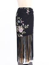 Floral Printed Fringe Wrap Skirt Bottom arcadeshops.com