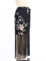 Floral Printed Fringe Wrap Skirt Bottom arcadeshops.com