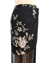 Floral Printed Fringe Wrap Skirt Bottom arcadeshops.com