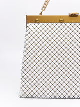 Whiting and Davis White Chainmail Structured Bag Accessory arcadeshops.com