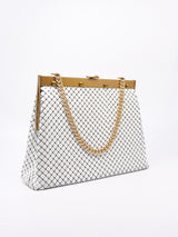 Whiting and Davis White Chainmail Structured Bag Accessory arcadeshops.com