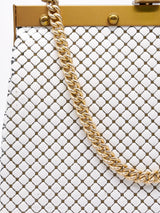 Whiting and Davis White Chainmail Structured Bag Accessory arcadeshops.com