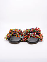 Manolo Blahnik Raffia Fringe Flat Sandal Accessory arcadeshops.com