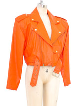 Orange Leather Motorcycle Jacket Jacket arcadeshops.com