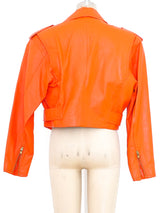 Orange Leather Motorcycle Jacket Jacket arcadeshops.com