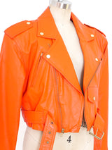 Orange Leather Motorcycle Jacket Jacket arcadeshops.com