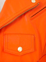 Orange Leather Motorcycle Jacket Jacket arcadeshops.com