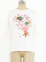 Gucci Aquatic Printed White Tee Top arcadeshops.com