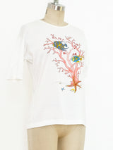 Gucci Aquatic Printed White Tee Top arcadeshops.com