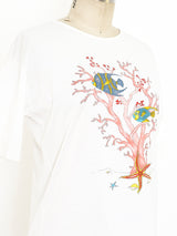 Gucci Aquatic Printed White Tee Top arcadeshops.com
