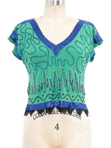Bead Embellished Silk Top Top arcadeshops.com