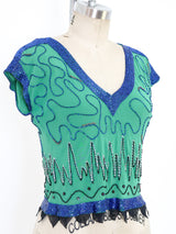 Bead Embellished Silk Top Top arcadeshops.com