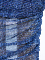 Denim Printed Ruched Mesh Tank Dress Dress arcadeshops.com