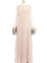 Feather Trimmed Chiffon Gown Dress arcadeshops.com