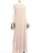 Feather Trimmed Chiffon Gown Dress arcadeshops.com