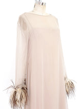 Feather Trimmed Chiffon Gown Dress arcadeshops.com