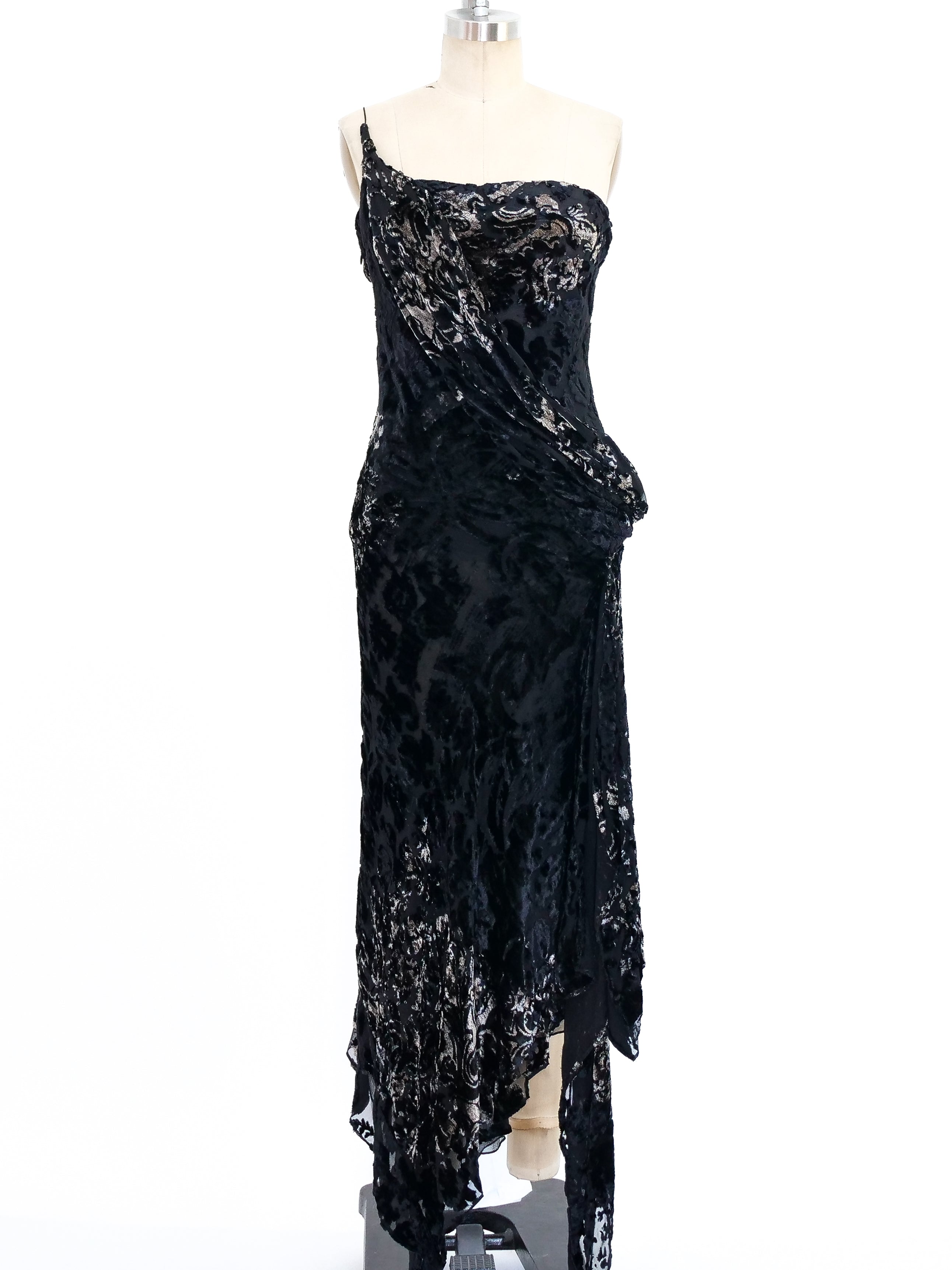 donna karan long sleeve velvet dress Donna Karan Devore Velvet Layered Dress