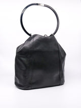 Gucci Black Leather Ring Handle Shoulder Bag Accessory arcadeshops.com