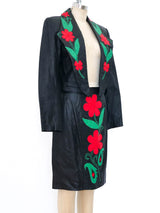 Rose Embroidered Leather Skirt Ensemble Suit arcadeshops.com