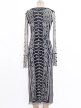 Jean Paul Gaultier Knit Sweater Printed Mesh Dress Dress arcadeshops.com