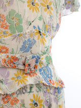 1930's Silk Organza Floral Dress Dress arcadeshops.com