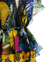 Floral Printed Silk Chiffon Ruffle Dress Dress arcadeshops.com