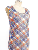 Issey Miyake Plaid Plisse Pleated Mini Dress Dress arcadeshops.com